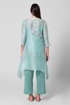 Shop_Oja_Green 30% Silk, 70% Linen Round Kurta And Pant Set _at_Aza_Fashions