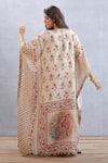 Shop_Torani_Beige Pure Linen Bird, Chintz Round Kasturi Aarfa Kaftan _at_Aza_Fashions
