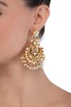 Shop_Posh By Rathore_Gold Plated Kundan Pearl Work Earrings _at_Aza_Fashions