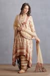 Buy_Torani_Beige Dupatta Handwoven Thin Chanderi Kasturi Tarangini Kurta Set  _at_Aza_Fashions