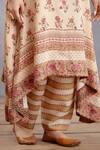 Torani_Beige Dupatta Handwoven Thin Chanderi Kasturi Tarangini Kurta Set  _at_Aza_Fashions