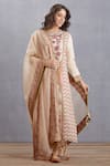 Buy_Torani_Beige Kurta And Pant Pure Linen Dupatta Silk Kasturi Abidah Set  _at_Aza_Fashions