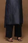 Buy_Oja_Blue Kurta And Stole Handloom Silk, Pant Textured Leaf, Fish Set _Online_at_Aza_Fashions