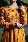 Yogita Kadam_Yellow Muslin Floral Print Tiered Dress_Online_at_Aza_Fashions