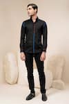 Buy_Abkasa_Black Cotton Panelled Shirt _at_Aza_Fashions