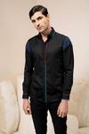 Buy_Abkasa_Black Cotton Panelled Shirt _Online_at_Aza_Fashions
