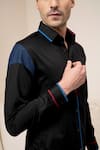 Shop_Abkasa_Black Cotton Panelled Shirt _Online_at_Aza_Fashions