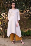 Shop_Linen Bloom_Beige 100% Linen Boat Asymmetric Tunic _Online_at_Aza_Fashions