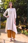 Linen Bloom_Beige 100% Linen Boat Asymmetric Tunic _Online_at_Aza_Fashions