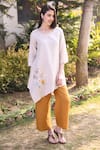 Shop_Linen Bloom_Beige 100% Linen Round Asymmetric Tunic _Online_at_Aza_Fashions