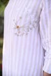 Linen Bloom_Beige 100% Linen Round Striped Tunic _at_Aza_Fashions