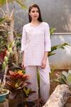 Shop_Linen Bloom_Beige 100% Linen Round Striped Tunic _at_Aza_Fashions