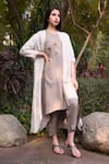 Shop_Linen Bloom_Beige 100% Linen Open Jacket _Online_at_Aza_Fashions