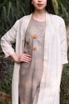 Linen Bloom_Beige 100% Linen Open Jacket _at_Aza_Fashions