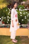 Linen Bloom_White 100% Linen Round Hand Painted Tunic _Online_at_Aza_Fashions