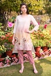 Linen Bloom_Beige 100% Linen Round Hand Painted Tunic _Online_at_Aza_Fashions