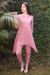 Buy_Linen Bloom_Pink 100% Linen Pant _at_Aza_Fashions