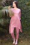 Linen Bloom_Pink 100% Linen Pant _Online_at_Aza_Fashions