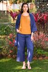 Linen Bloom_Blue 100% Linen Open Jacket _Online_at_Aza_Fashions