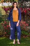 Buy_Linen Bloom_Blue 100% Linen Open Jacket _Online_at_Aza_Fashions