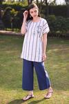 Buy_Linen Bloom_Blue 100% Linen Palazzo _Online_at_Aza_Fashions