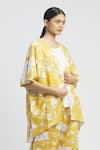 Buy_Linen Bloom_Yellow 100% Linen Open Printed Jacket _at_Aza_Fashions