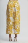 Buy_Linen Bloom_Yellow 100% Linen Printed Pant For Women_Online_at_Aza_Fashions