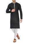 Buy_Sva By Sonam & Paras Modi_Black Embroidered Silk Kurta Set_at_Aza_Fashions