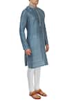 Shop_SVA by Sonam & Paras Modi_Blue Embroidered Silk Kurta And Pant Set_at_Aza_Fashions