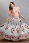 Buy_Torani_Pink Floral Top High Neck Samsara Mubina Lehenga Set _at_Aza_Fashions