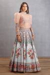 Shop_Torani_Pink Floral Top High Neck Samsara Mubina Lehenga Set _at_Aza_Fashions