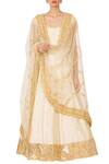 Buy_Preeti S Kapoor_White Ivory And Gold Silk Anarkali Set_at_Aza_Fashions