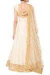 Shop_Preeti S Kapoor_White Ivory And Gold Silk Anarkali Set_at_Aza_Fashions