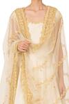 Preeti S Kapoor_White Ivory And Gold Silk Anarkali Set_Online_at_Aza_Fashions