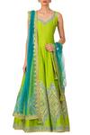 Buy_Preeti S Kapoor_Blue Parrot Green Anarkali Set_at_Aza_Fashions