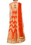 Shop_Preeti S Kapoor_Orange And Gold Applique Anarkali Set_at_Aza_Fashions