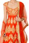 Preeti S Kapoor_Orange And Gold Applique Anarkali Set_Online_at_Aza_Fashions