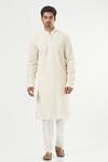 Buy_Kasbah_White Georgette Embroidered Chikankari Kurta _at_Aza_Fashions