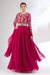 Buy_Mani Bhatia_Pink Georgette Round Embroidered Anarkali With Dupatta _at_Aza_Fashions