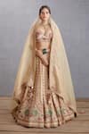 Buy_Torani_Beige Lehenga And Blouse Handwoven Chanderi Printed Kasturi Oorjita Bridal Set _at_Aza_Fashions