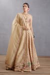 Buy_Torani_Beige Lehenga And Blouse Handwoven Chanderi Printed Kasturi Oorjita Bridal Set _Online_at_Aza_Fashions