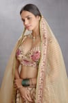 Shop_Torani_Beige Lehenga And Blouse Handwoven Chanderi Printed Kasturi Oorjita Bridal Set _Online_at_Aza_Fashions