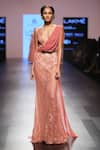 Buy_Amit GT_Pink Cognac Lace Embellished Illusion Neck Gown  _at_Aza_Fashions