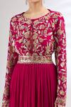 Mani Bhatia_Pink Georgette Round Embroidered Anarkali With Dupatta _at_Aza_Fashions