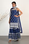 Gopi Vaid_Blue Round Embroidered Kurta And Sharara Set  _Online_at_Aza_Fashions