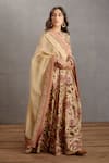 Buy_Torani_Beige Anarkali Handwoven Chanderi Printed Chintz Kasturi Toral Set  _at_Aza_Fashions