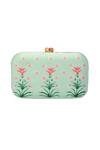 Puneet Gupta_Green Mint Floral Printed Clutch_Online_at_Aza_Fashions