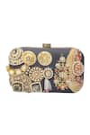 Buy_Puneet Gupta_Black Pearls, Beads, Stones, Mirrors Embellished Clutch _at_Aza_Fashions