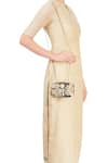 Shop_Puneet Gupta_Black Pearls, Beads, Stones, Mirrors Embellished Clutch _at_Aza_Fashions
