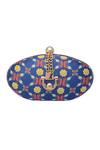 Buy_Puneet Gupta_Blue Oval Clutch With Floral Print_at_Aza_Fashions